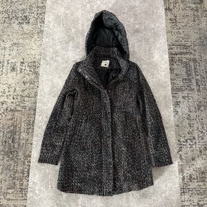 Sybilla Collection Women's Black Tweed Hooded Coat